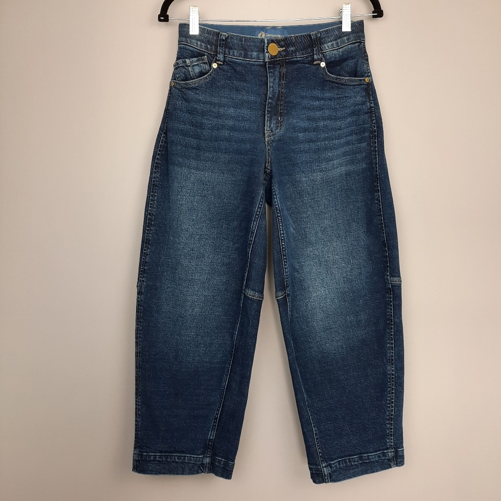 Democracy Absolution Skyrise Uneven Yoke Relaxed Barrel Leg Jeans size 4 Petite